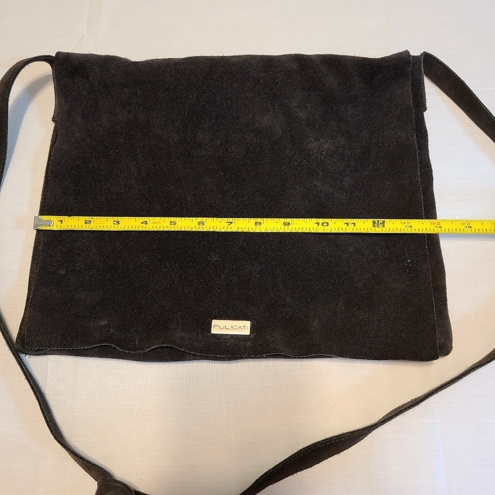 100% Leather Pulicati Slouchy Black Crossbody Shoulder‎ Purse Bag - Picture 11 of 12